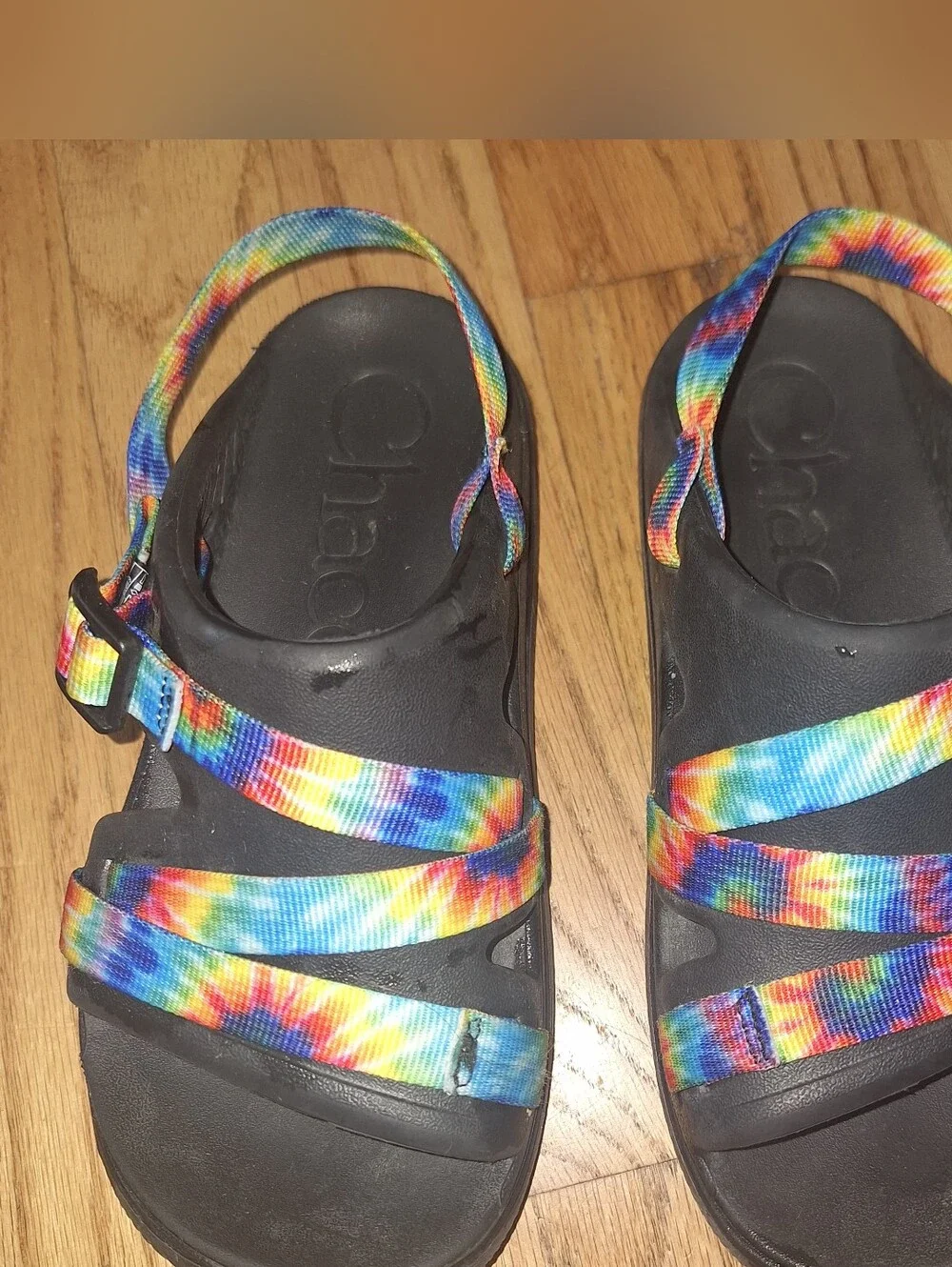 Chaco Tie Dye Unisex-Child Chillos Sport‎ Sandal Size 4 Rainbow Colorful Black
